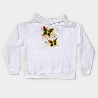 Beautiful Butterflies with Colorful Splatters Kids Hoodie